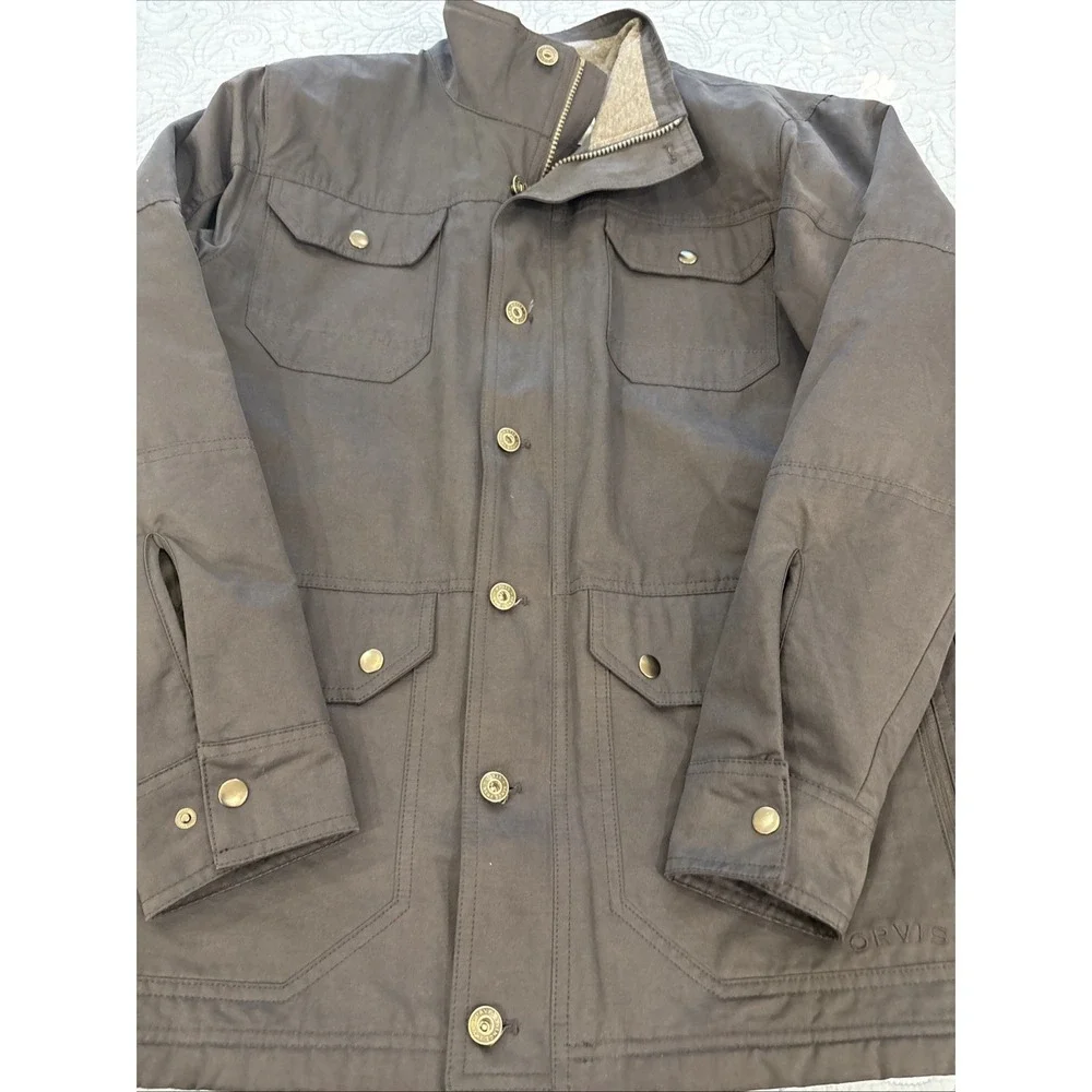 Orvis Field Coat Mens Medium Blue Gray Quilted Barn Chore Jacket Hunting Pockets